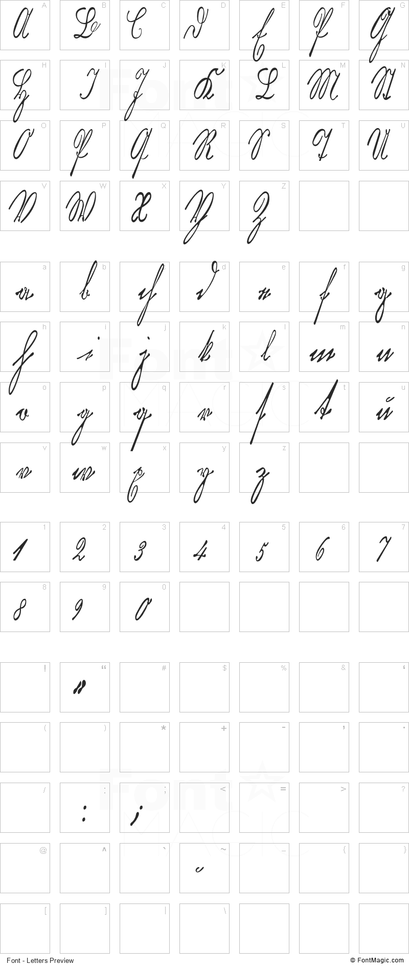 Kurrent Kupferstich Thin Font - All Latters Preview Chart